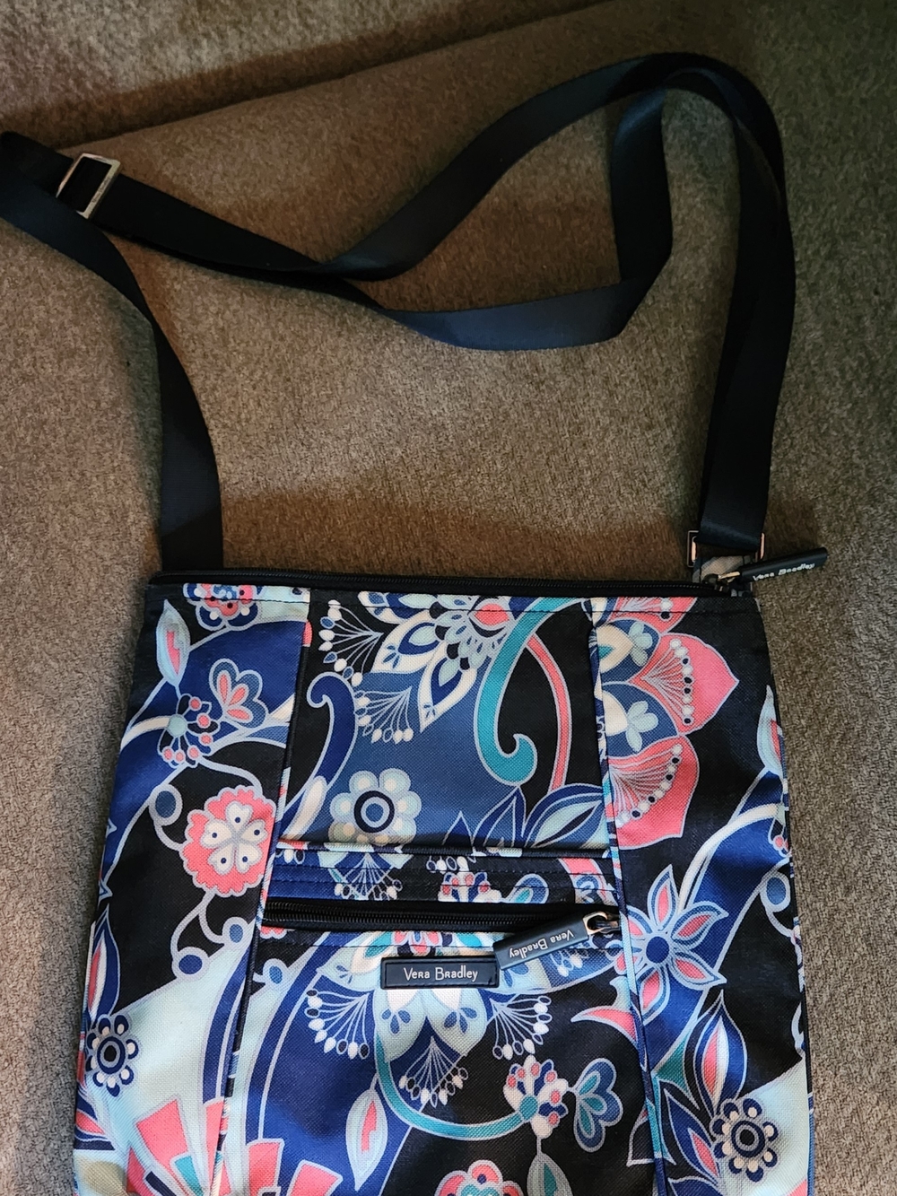 Vera Bradley Trio Zip Hipster Crossbody Bag in the Lotus Flower Swirl